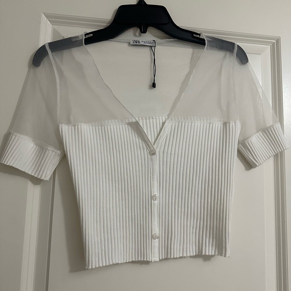 Zara Mesh and Ribbed Top - Picture 3 of 3